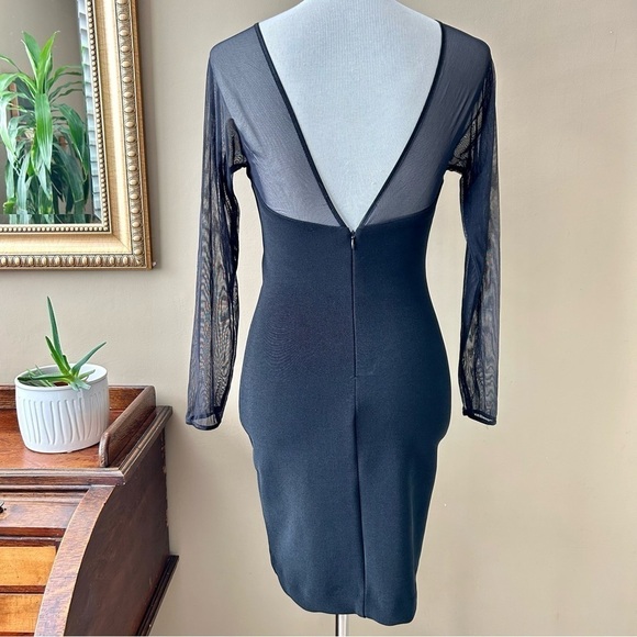Vintage 90s Y2K Lew Magram Collection Long Sleeve Mesh Illusion Cocktail Dress S - Picture 6 of 9